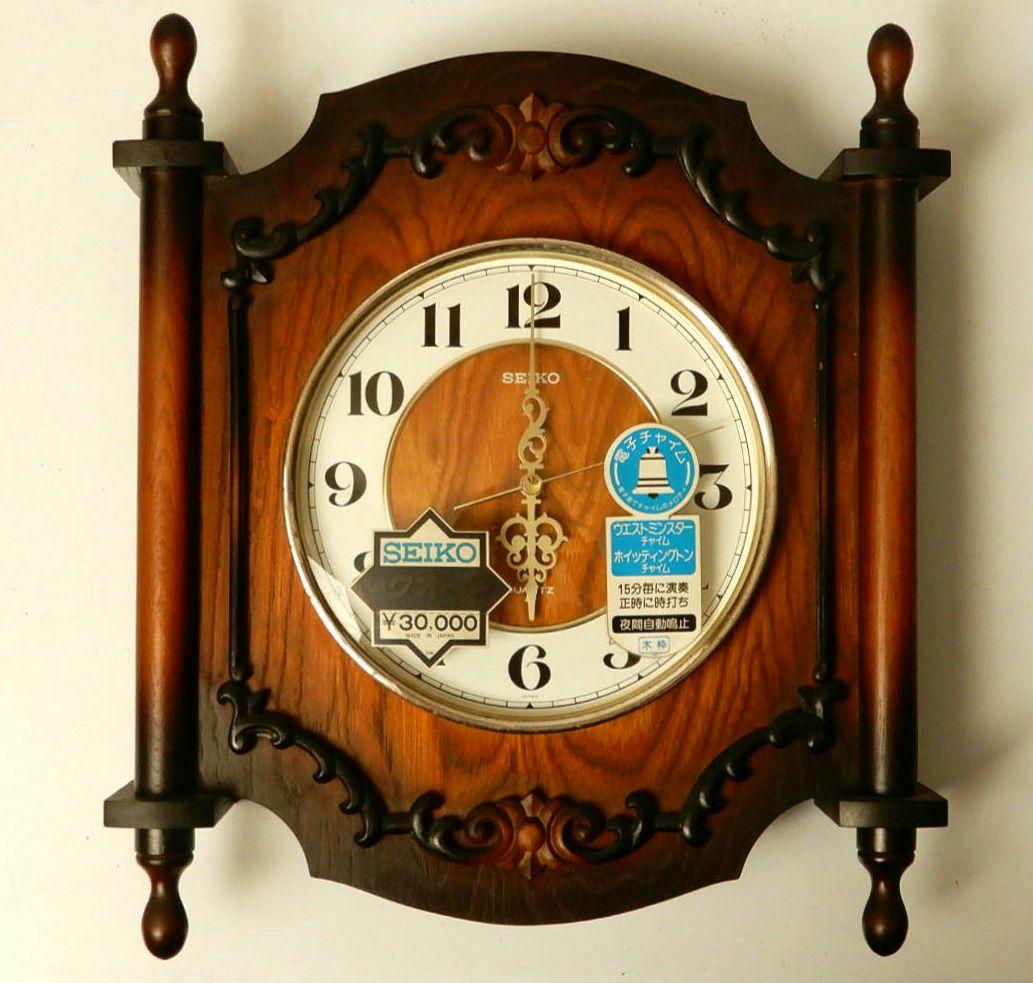 【良品】SEIKO 木製 アラーム式 壁掛け時計
