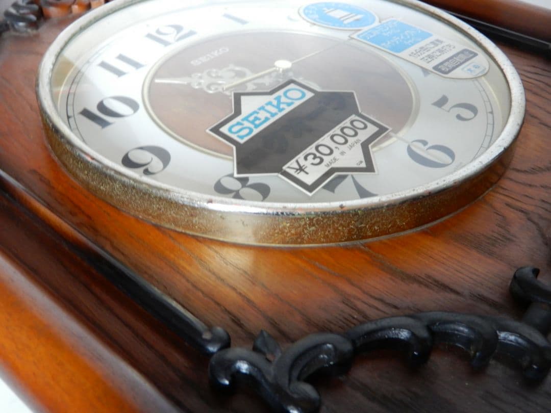 【良品】SEIKO 木製 アラーム式 壁掛け時計