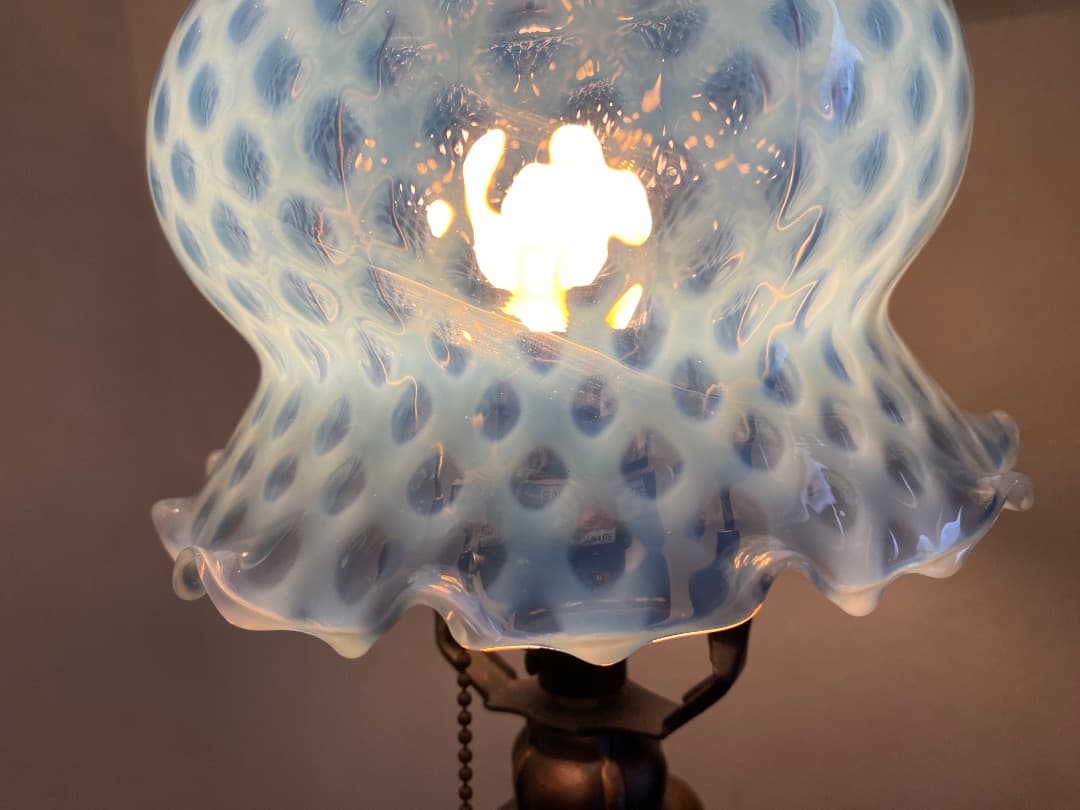 OLD FENTON 　ドット　ブルー　オパールセント ガラスシェード