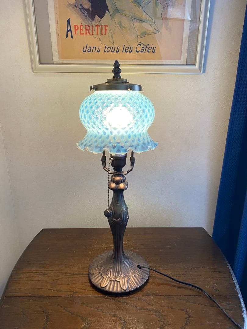 OLD FENTON 　ドット　ブルー　オパールセント ガラスシェード