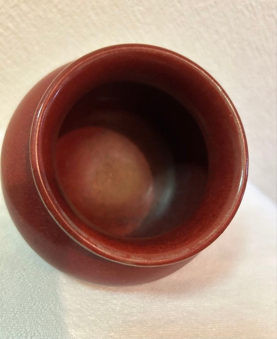 時代　紅釉小壺　辰砂釉