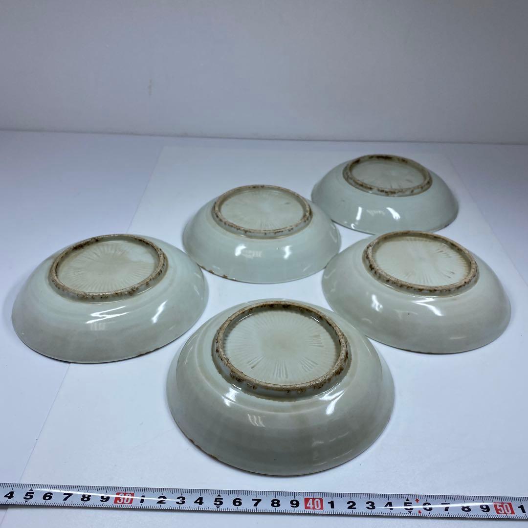 中国明時代　南京赤絵中皿5枚　木箱付　直径15㎝　東Y7-0210☆2Fトヒチサ