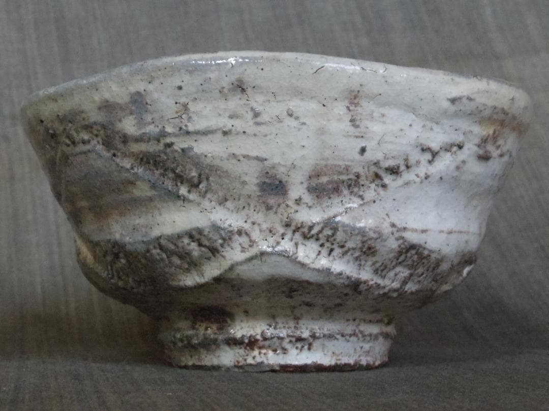 川上清美★《唐津彫》粉引茶碗★共箱・布・栞