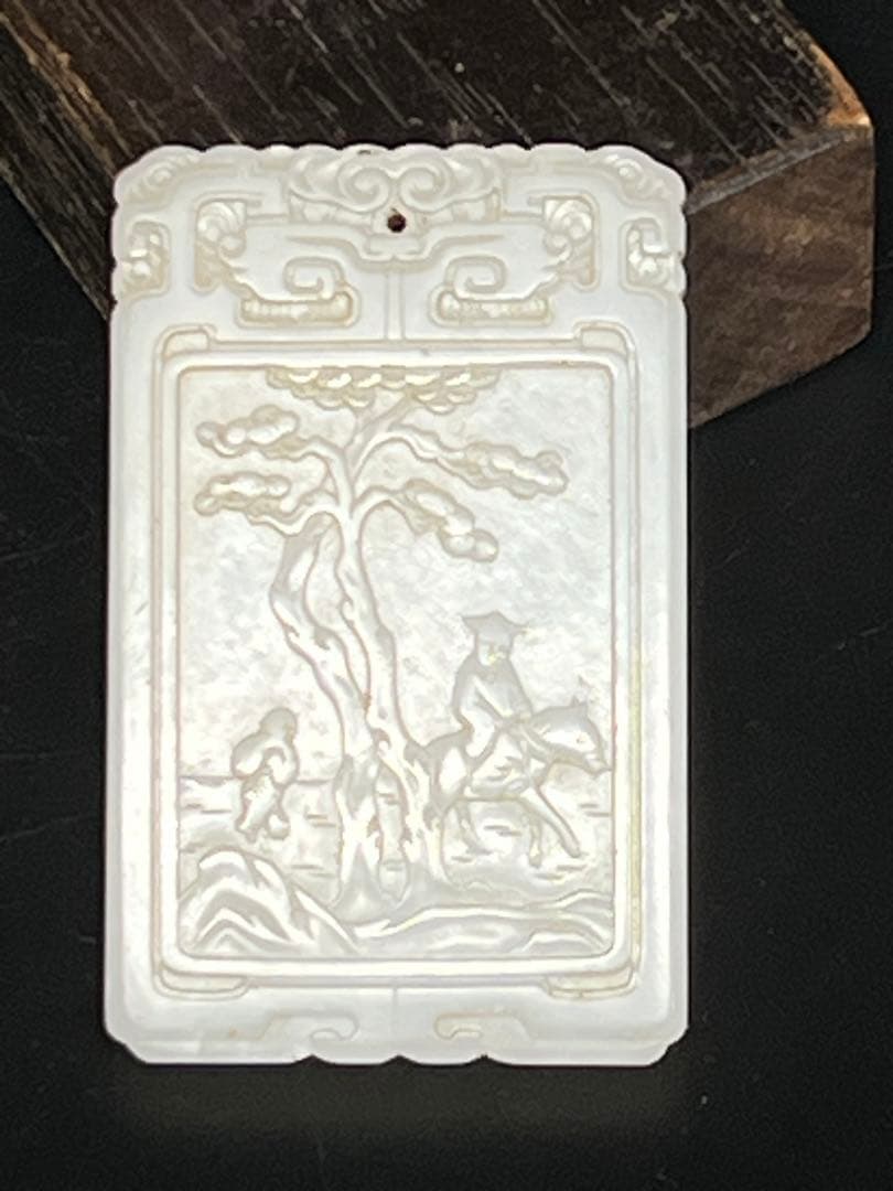 極上 人物詩文白玉牌 重さ：49g BL2--048