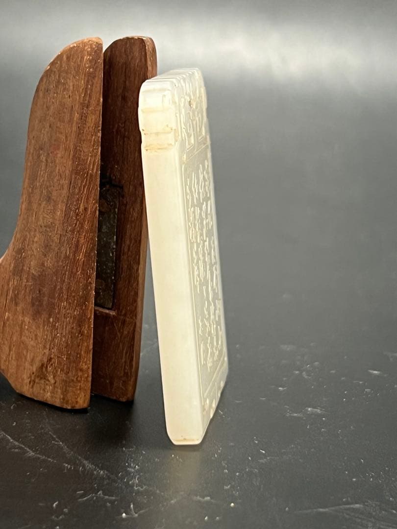 極上 人物詩文白玉牌 重さ：49g BL2--048