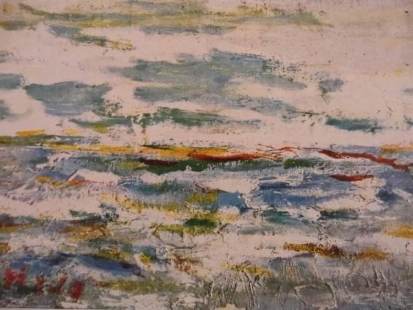 長谷川　利行、海、希少画集画、新品額装付