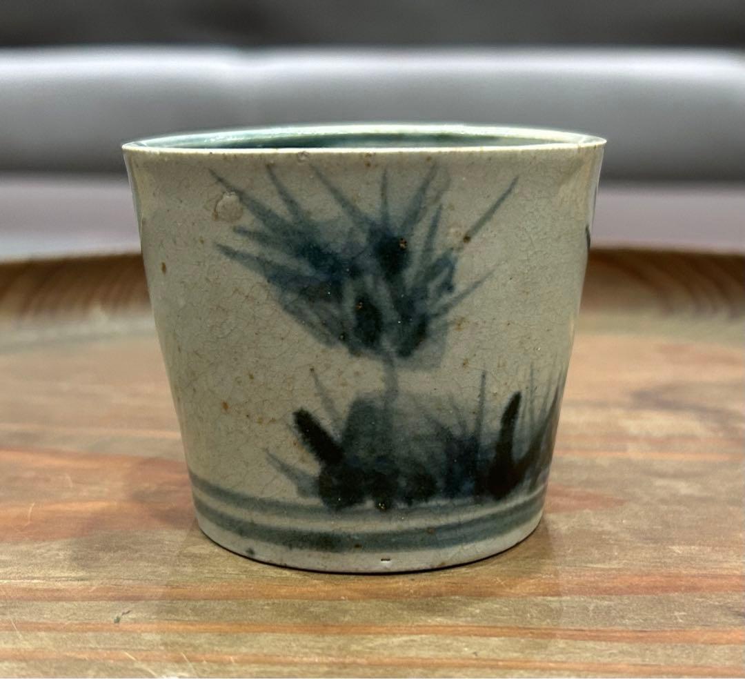 太白手染付鶴文猪口