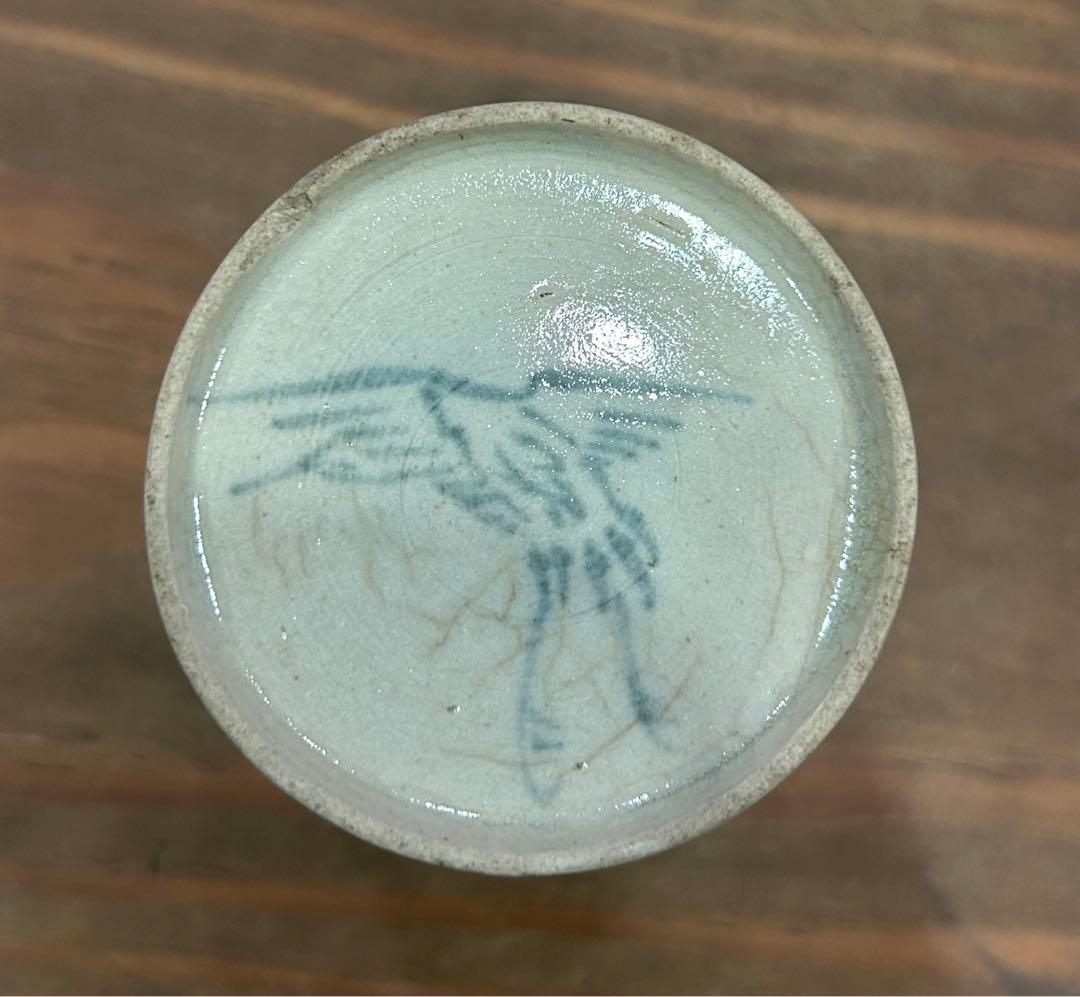 太白手染付鶴文猪口