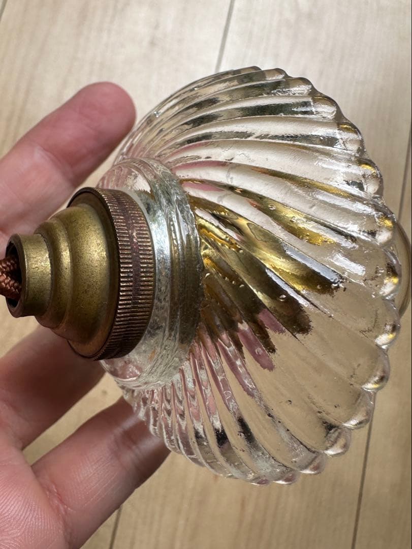 1920年代 フランス アンティーク 螺旋模様の可愛らしいアトリエランプ＊