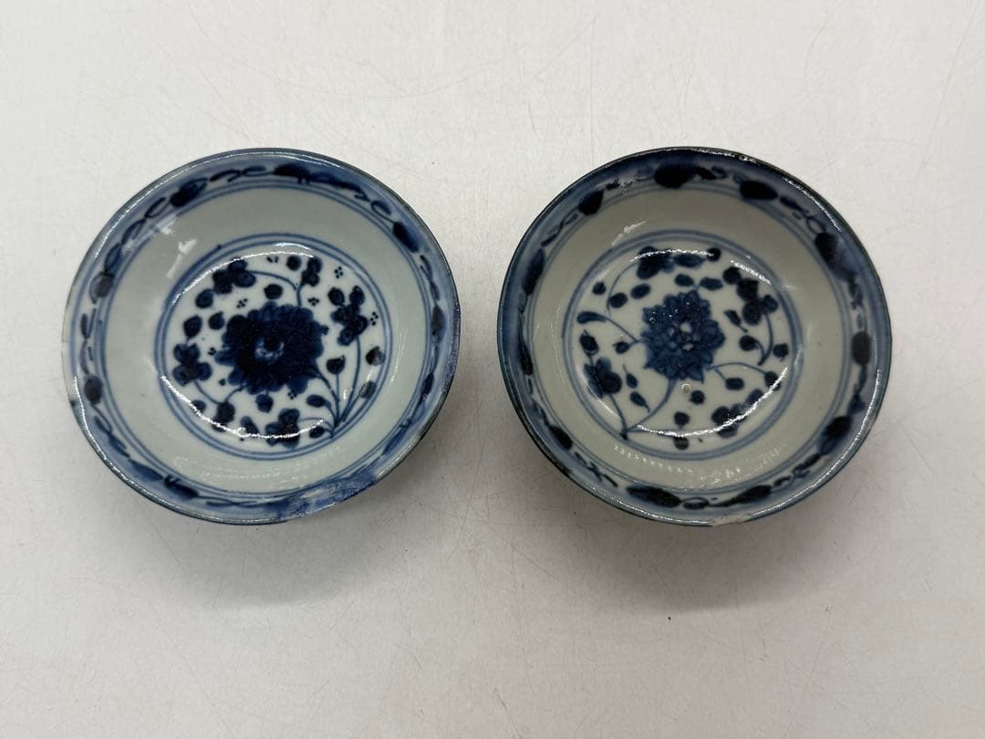 中国　清時代　乾隆年製　染付小皿2点　アンティーク　送料込み250630