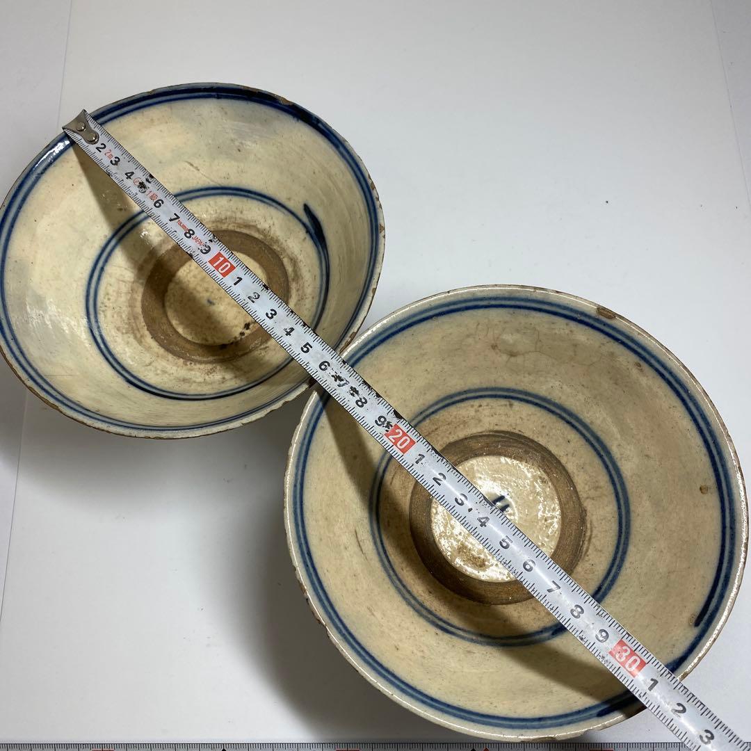 中国清朝時代　青花鉢2客　口径約16㎝東Y7-0403⑥タトチ