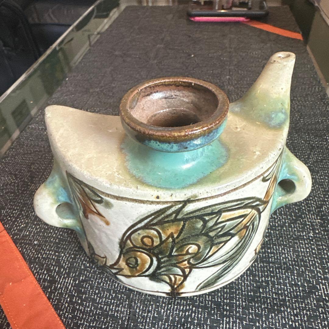 値下げします 沖縄　琉球陶器　人間国宝　金城次郎　壺屋焼　魚文酒器　民芸琉球陶器