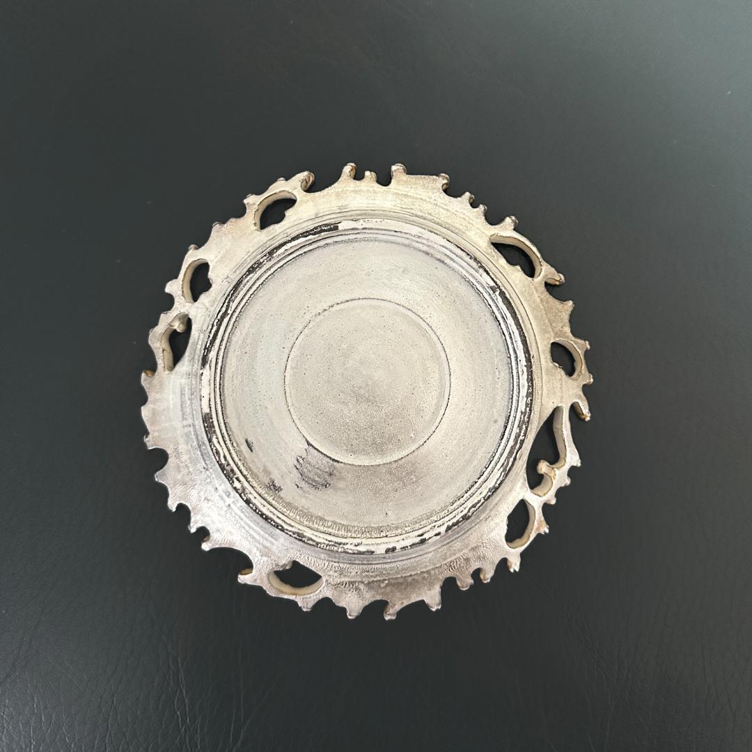 伊藤剛俊 銀彩 イッチン 丸皿 益子焼