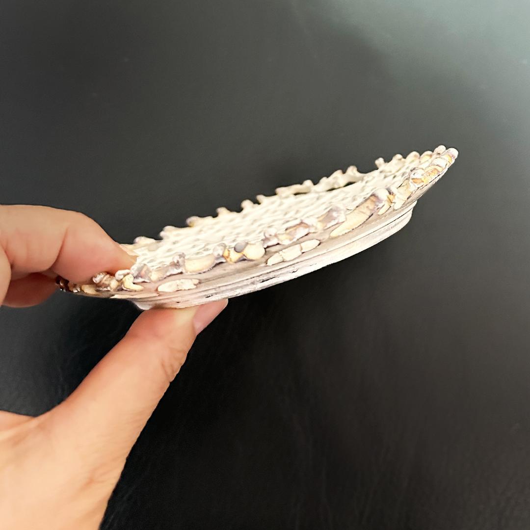 伊藤剛俊 銀彩 イッチン 丸皿 益子焼