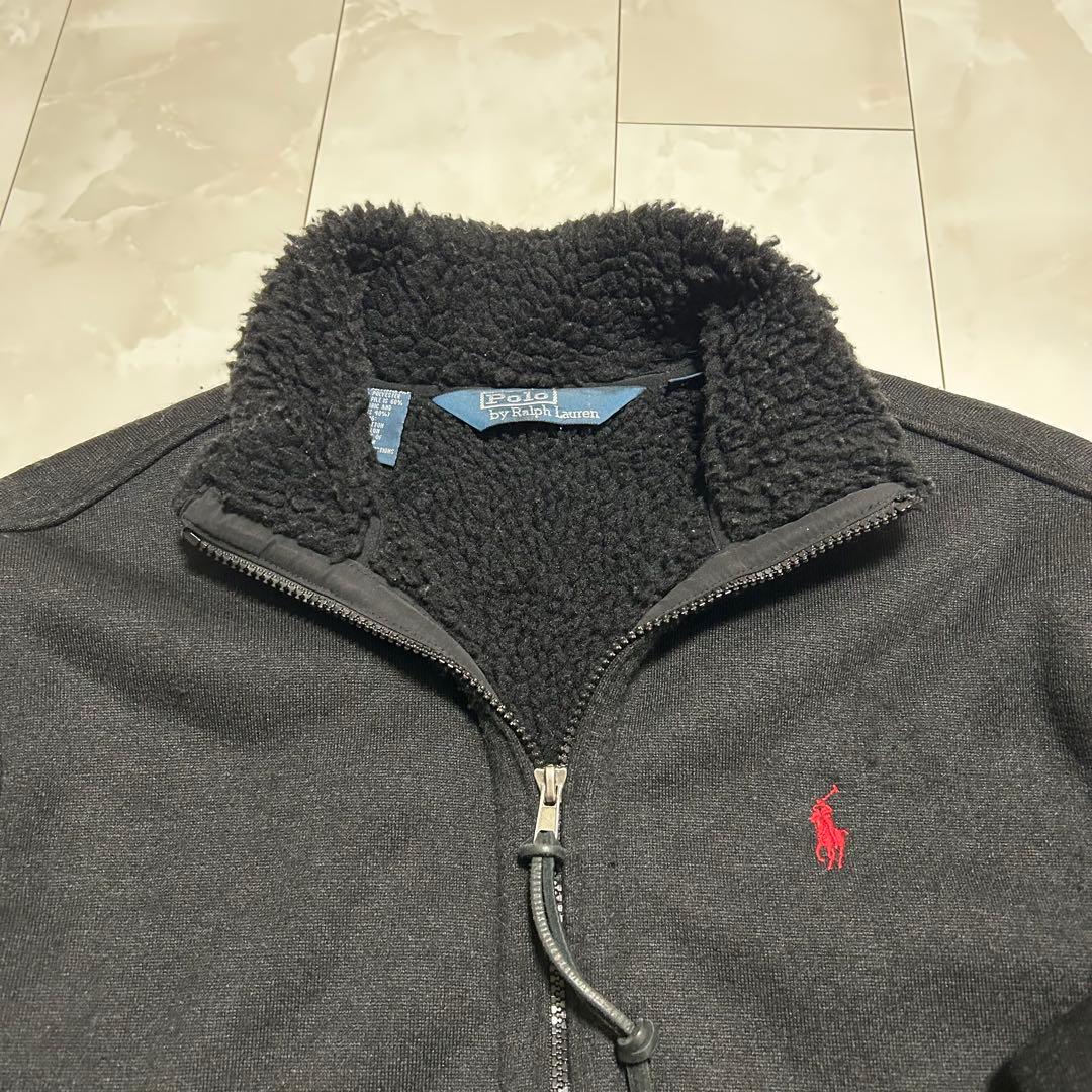 ポロ・ラルフ・ローレン フリースジャケット 黒 裏ボア