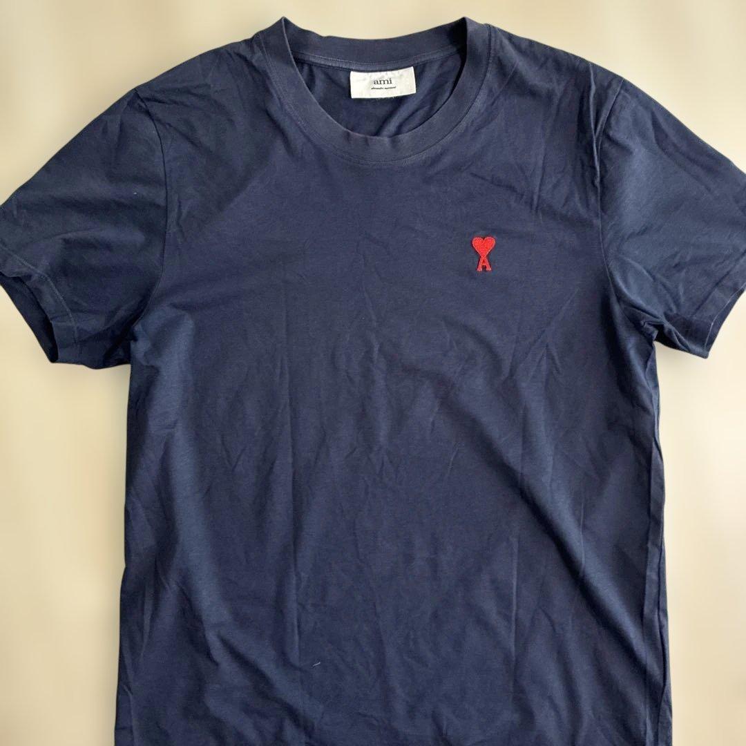 美品　AMI PARIS アミパリス 半袖Tシャツ 濃紺