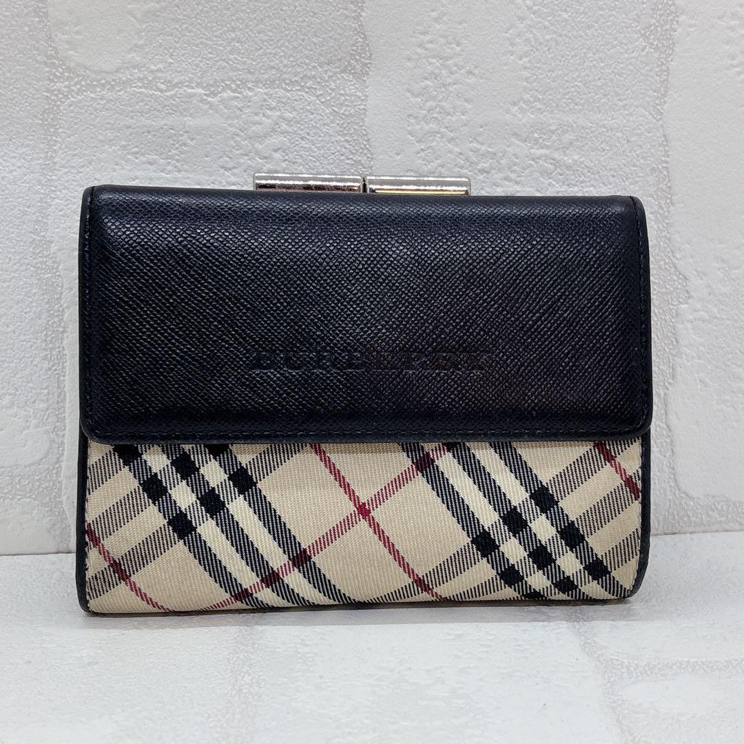 美品✨BURBERRY バーバリー ノバチェック 二つ折り財布 がま口 ブラック