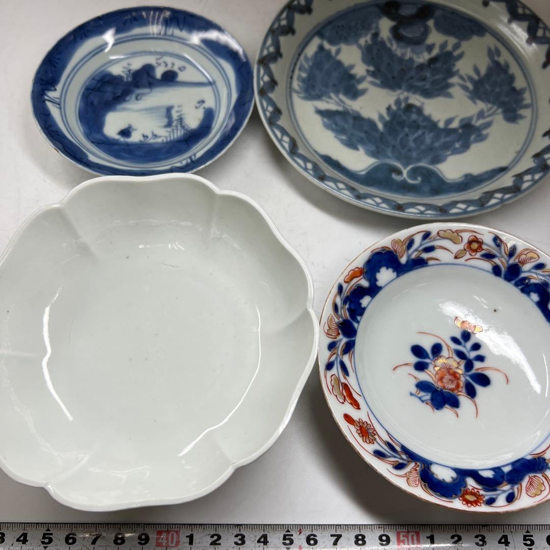 柿右衛門白磁、元禄伊万里、くらわんか、新渡皿等古い物4点東Y7-0723③タサチ