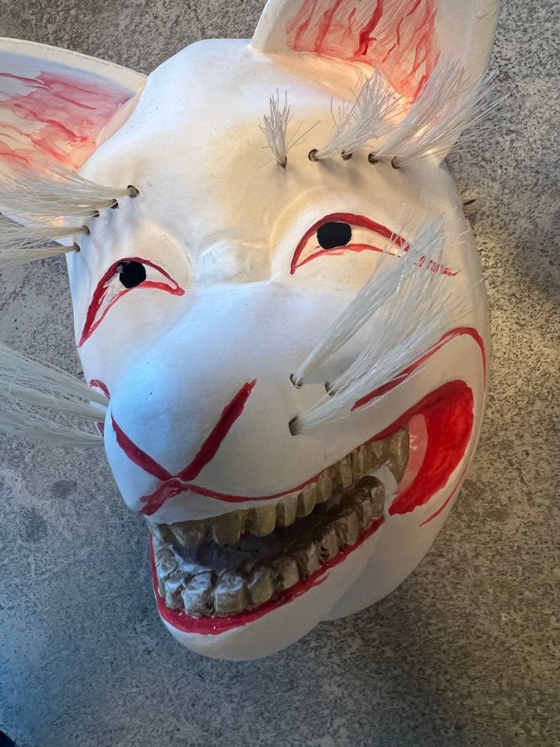 狐面（雄雌セット）木彫