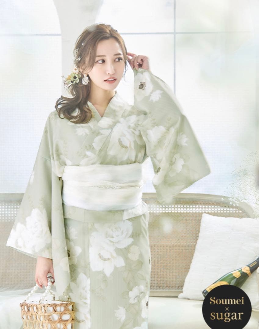 sugar 浴衣 兵児帯 下駄 3点セット シュガー くすみグリーン