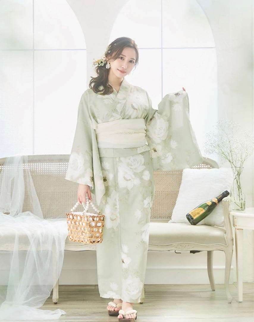 sugar 浴衣 兵児帯 下駄 3点セット シュガー くすみグリーン