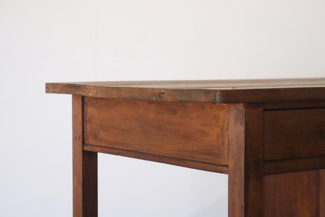 レトロ 片袖デスク 机 書斎 作業台 引き出し 抽斗 5杯 木製 古道具