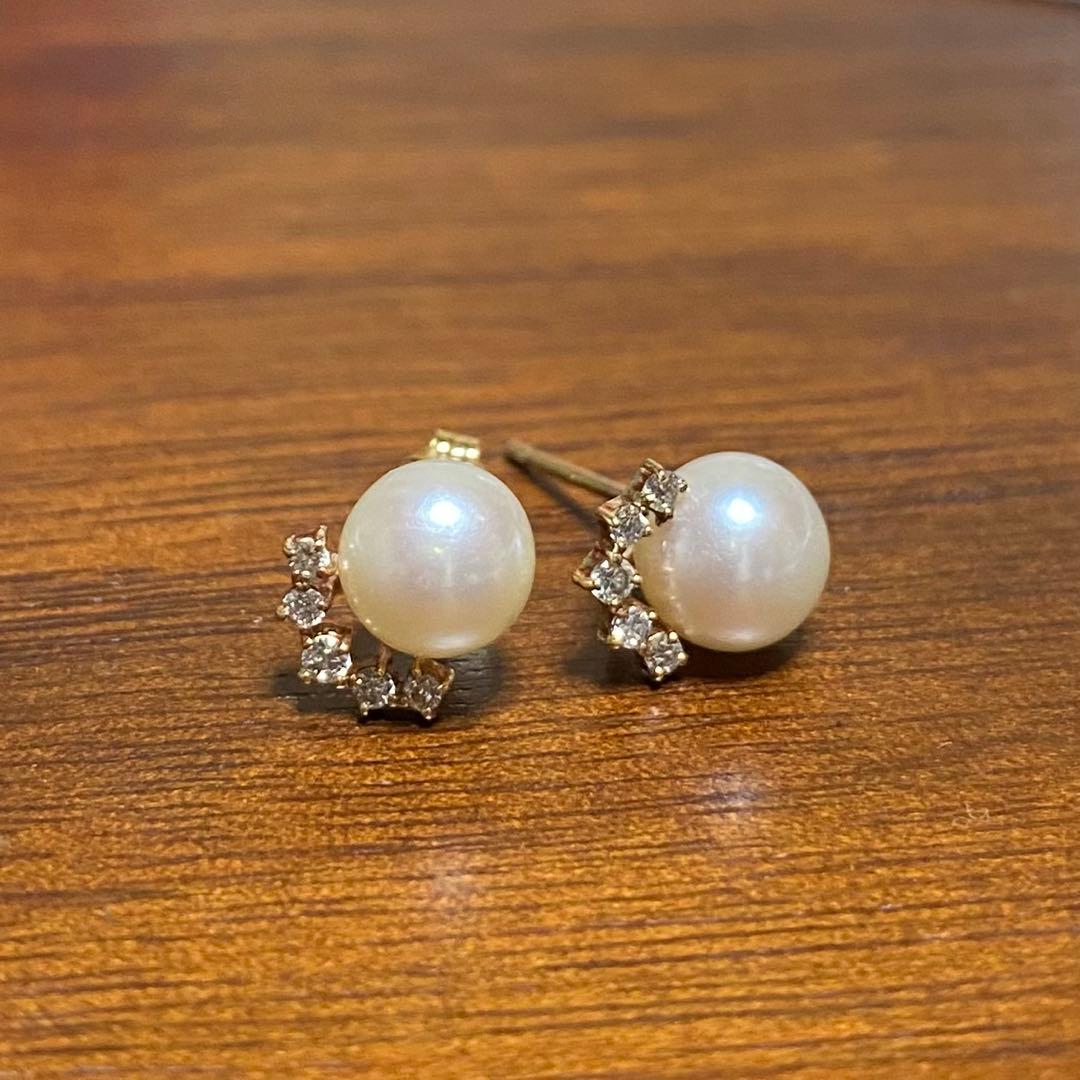 アガット★淡水パールピアス☆10k