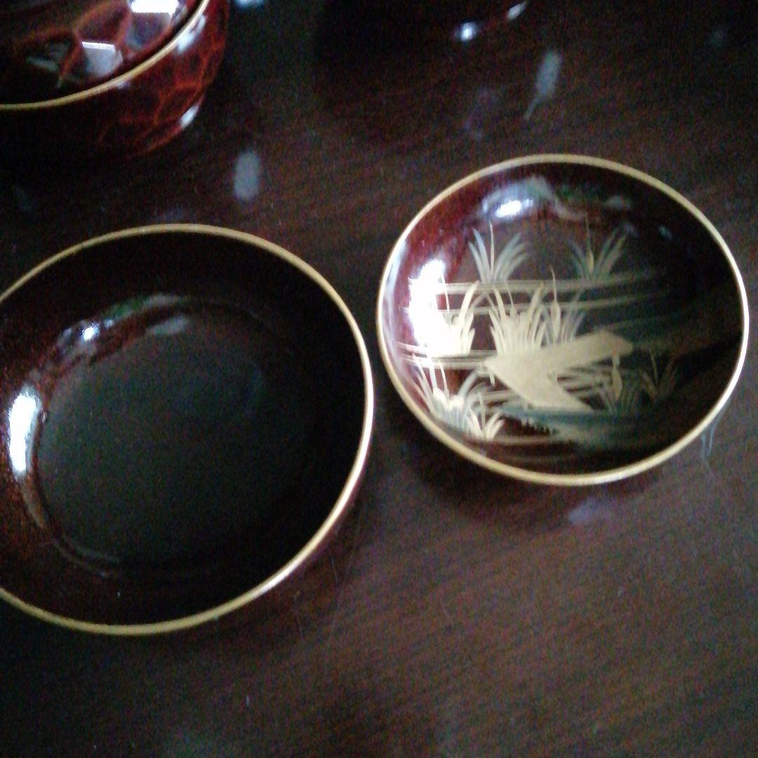 木製漆器　金蒔絵かきつばた画蓋付煮物椀　10客　12.5cm　明治〜昭和初期