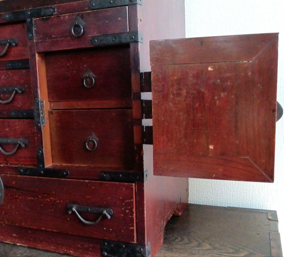 美しい棒箪笥 明治時代製 アンティーク 　キャビネット　和箪笥　船箪笥　水屋