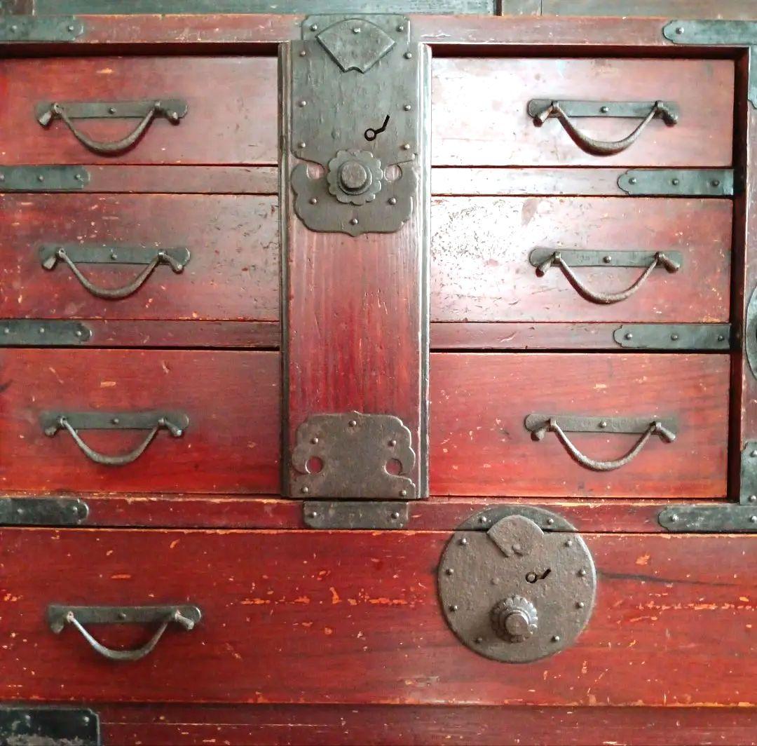 美しい棒箪笥 明治時代製 アンティーク 　キャビネット　和箪笥　船箪笥　水屋