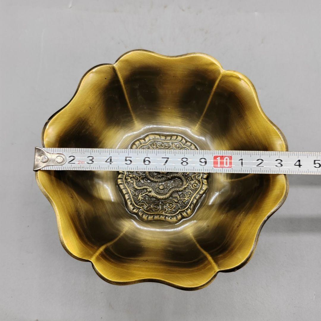 銅器 花開富貴碗 浮彫装飾碗 置物 装飾品 工芸品 美術品