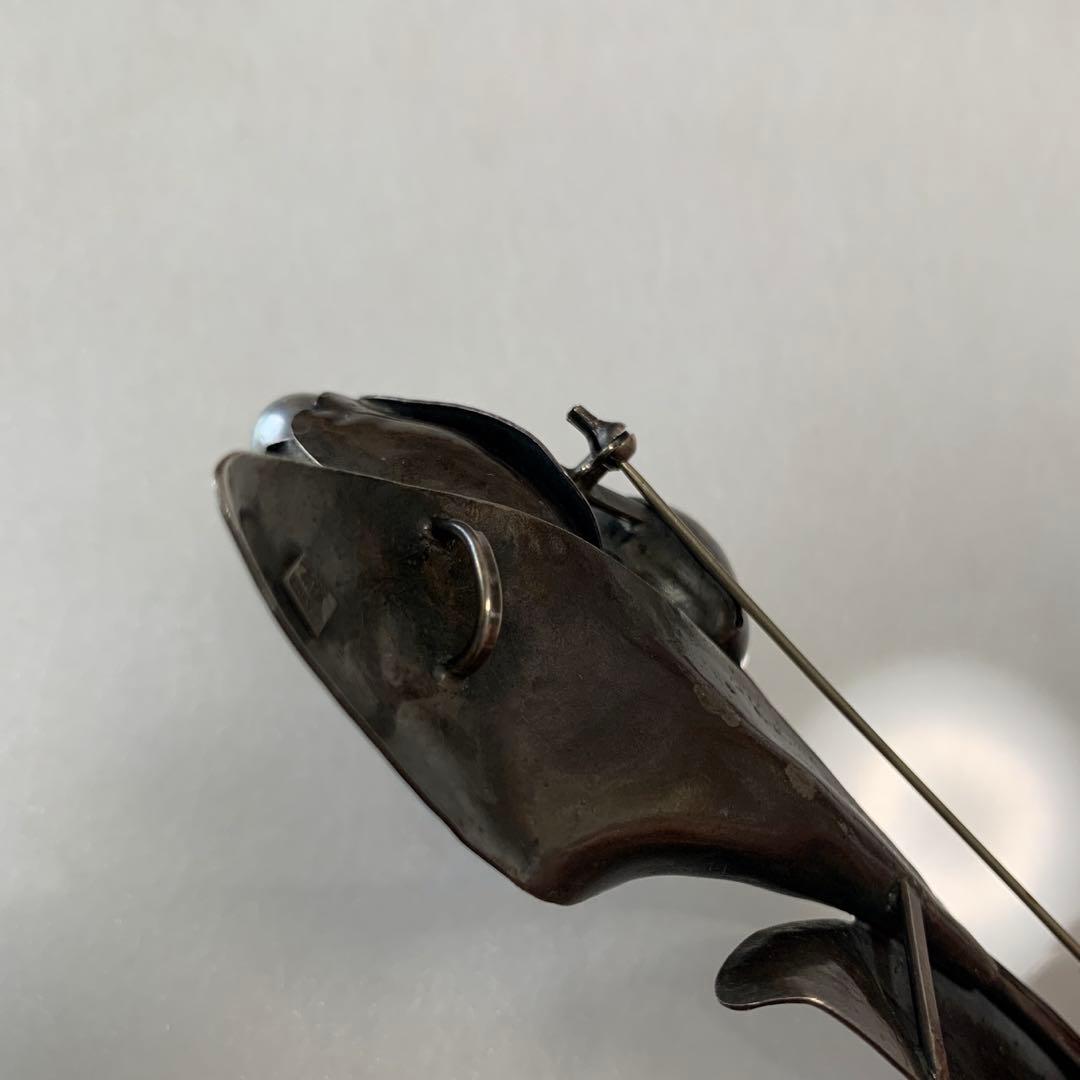 紘　作家銘入り　パール シルバーブローチ 花