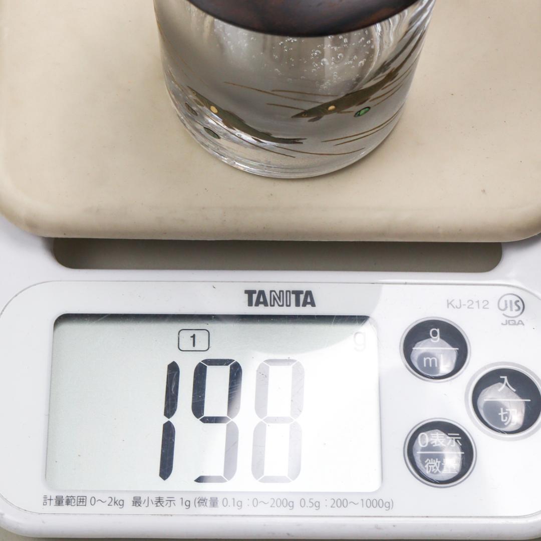 蓑輪一星 黒柿蓋 鮎蒔絵 硝子茶器 茶入れ 抹茶 共箱