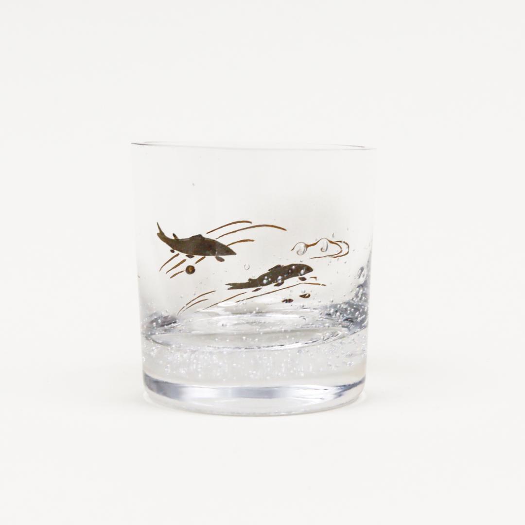 蓑輪一星 黒柿蓋 鮎蒔絵 硝子茶器 茶入れ 抹茶 共箱