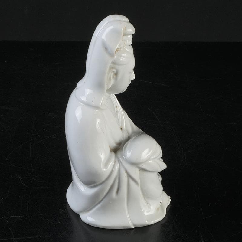 中国　徳化窯　白磁　観音像　仏像　置物　M　R9085