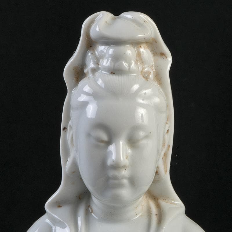 中国　徳化窯　白磁　観音像　仏像　置物　M　R9085