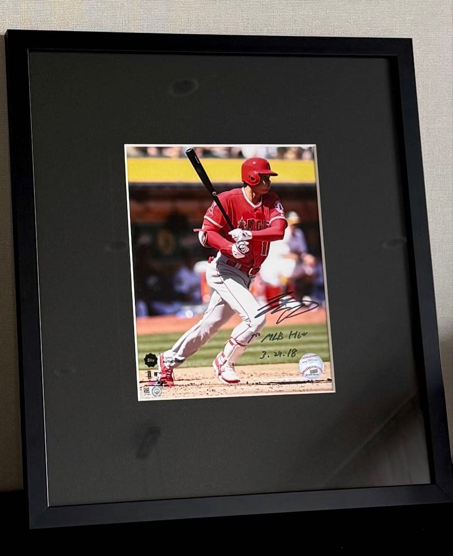 大谷翔平 MLB初安打記念 直筆サイン MLB公式ホログラム インスク 額装済