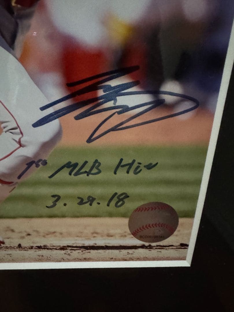 大谷翔平 MLB初安打記念 直筆サイン MLB公式ホログラム インスク 額装済