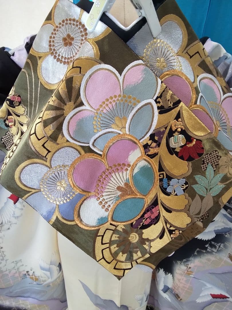 振袖フルセット、正絹古典柄成人式、重ね衿帯揚げ帯締め、西陣袋帯襦袢