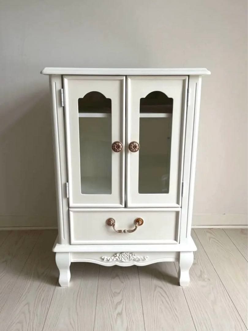 プリンセス家具キャビネットガラス扉　引出し付　姫系　キャッツプリンセスduo