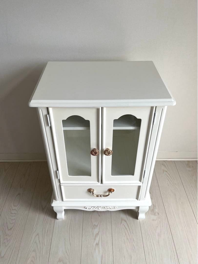 プリンセス家具キャビネットガラス扉　引出し付　姫系　キャッツプリンセスduo