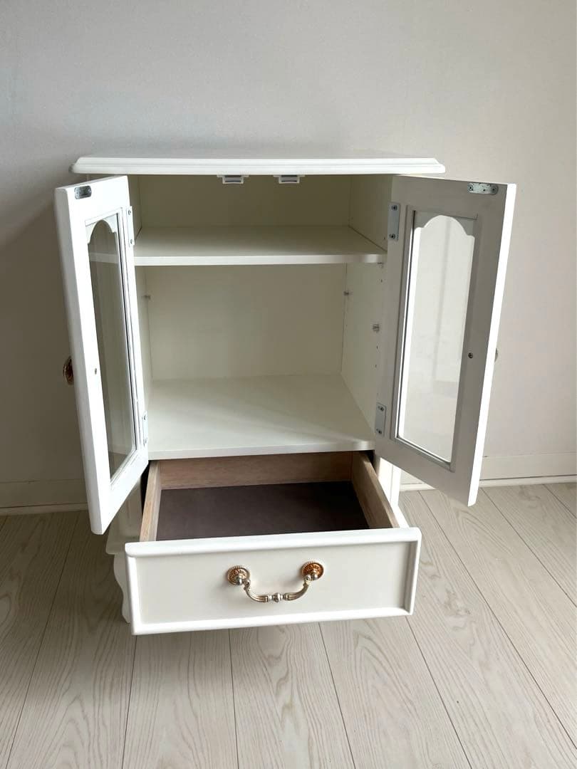 プリンセス家具キャビネットガラス扉　引出し付　姫系　キャッツプリンセスduo