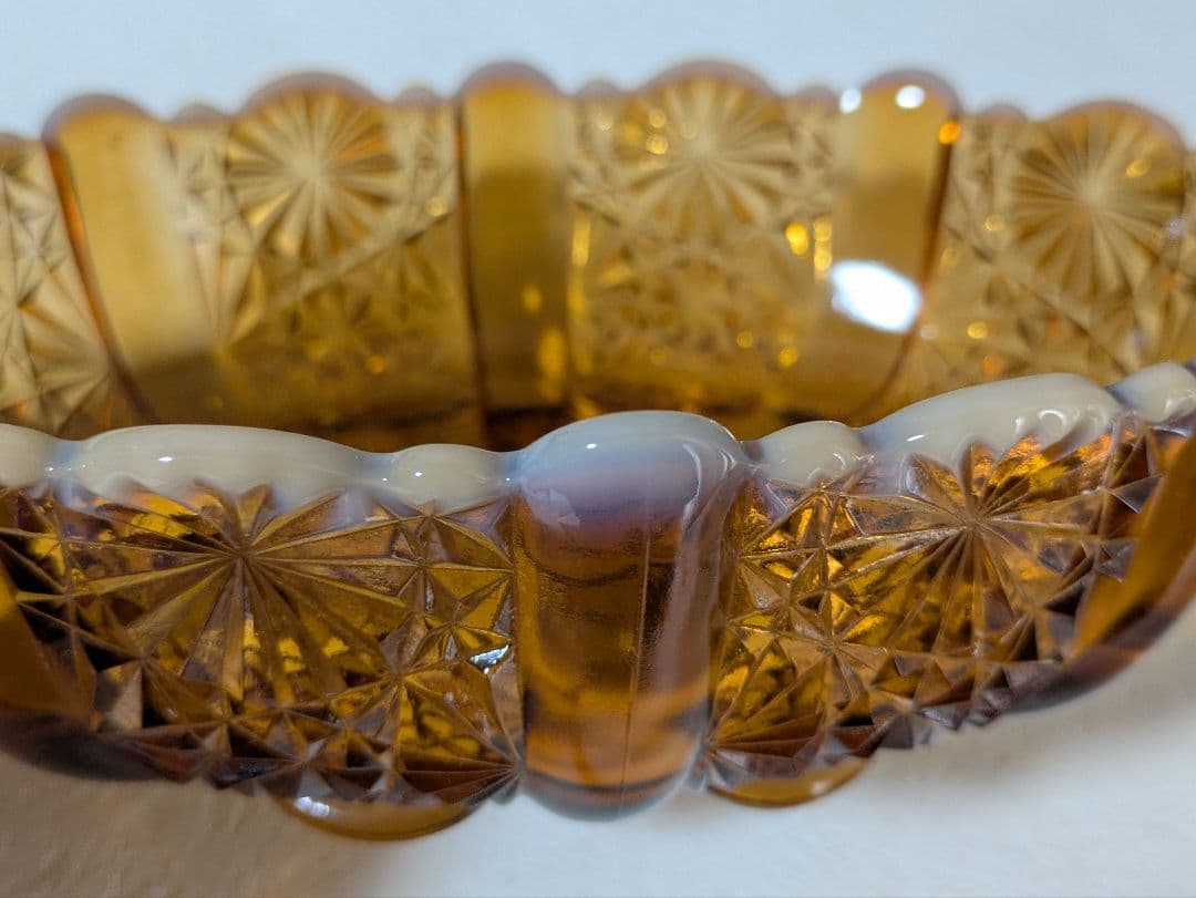 フェントン　バージニアガラス　琥珀色ボウル　デイジー＆ボタン