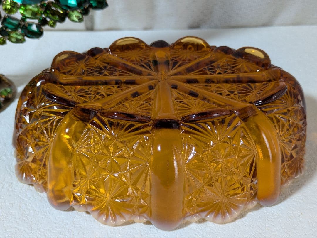 フェントン　バージニアガラス　琥珀色ボウル　デイジー＆ボタン