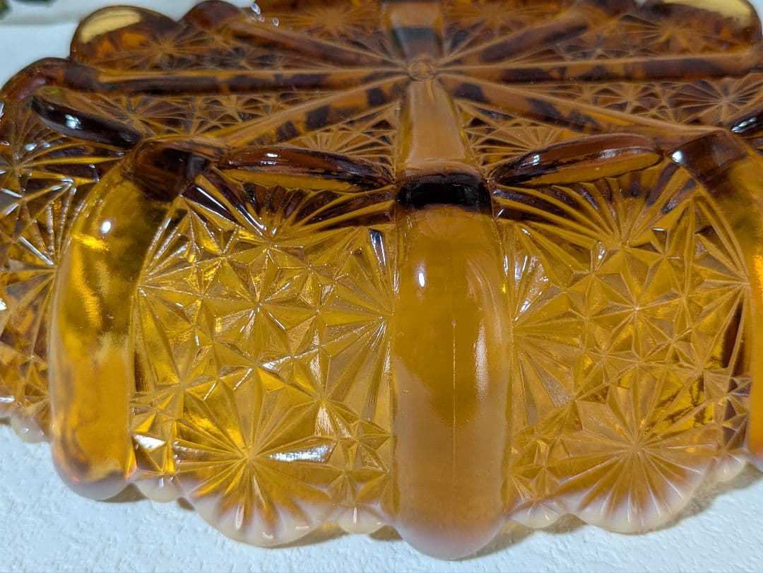 フェントン　バージニアガラス　琥珀色ボウル　デイジー＆ボタン