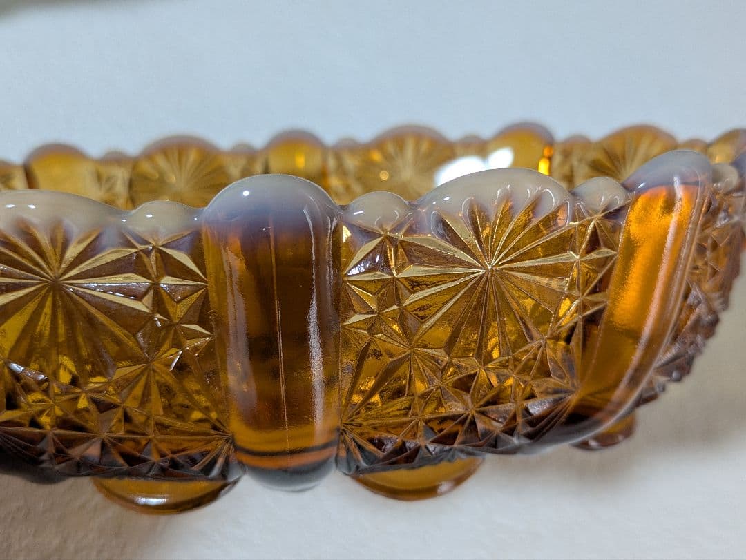 フェントン　バージニアガラス　琥珀色ボウル　デイジー＆ボタン