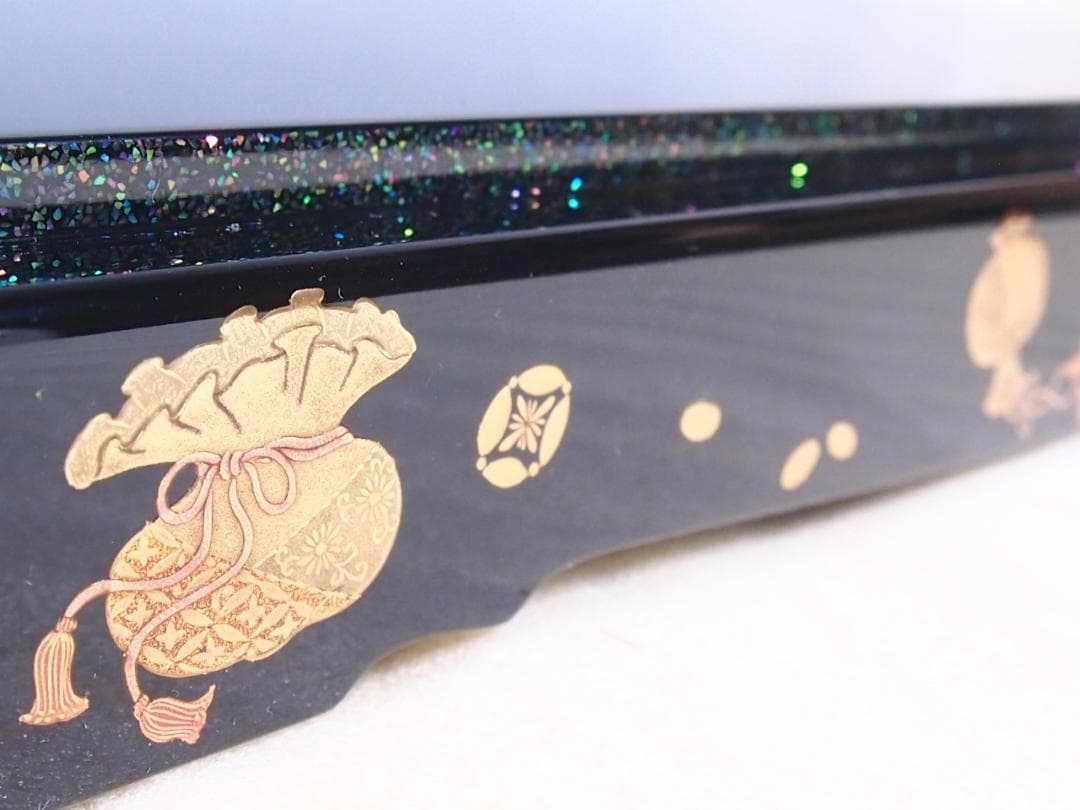 【高級・未使用】輪島塗 わじま慶塚 螺鈿/宝尽くし蒔絵 置物台 香炉台/飾り台