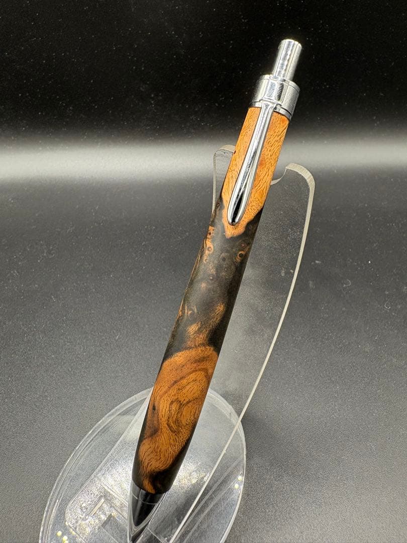 494極上　黒檀　瘤杢　ツートン　木軸シャーペン　ボールペン