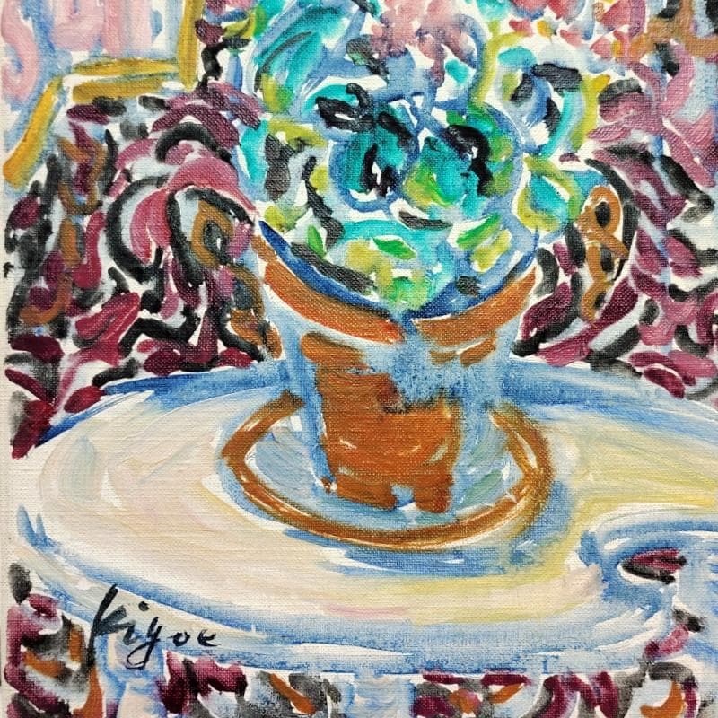 ☆加藤清江☆「 花 」油絵　F４号 一水会　1974年作　新品額！