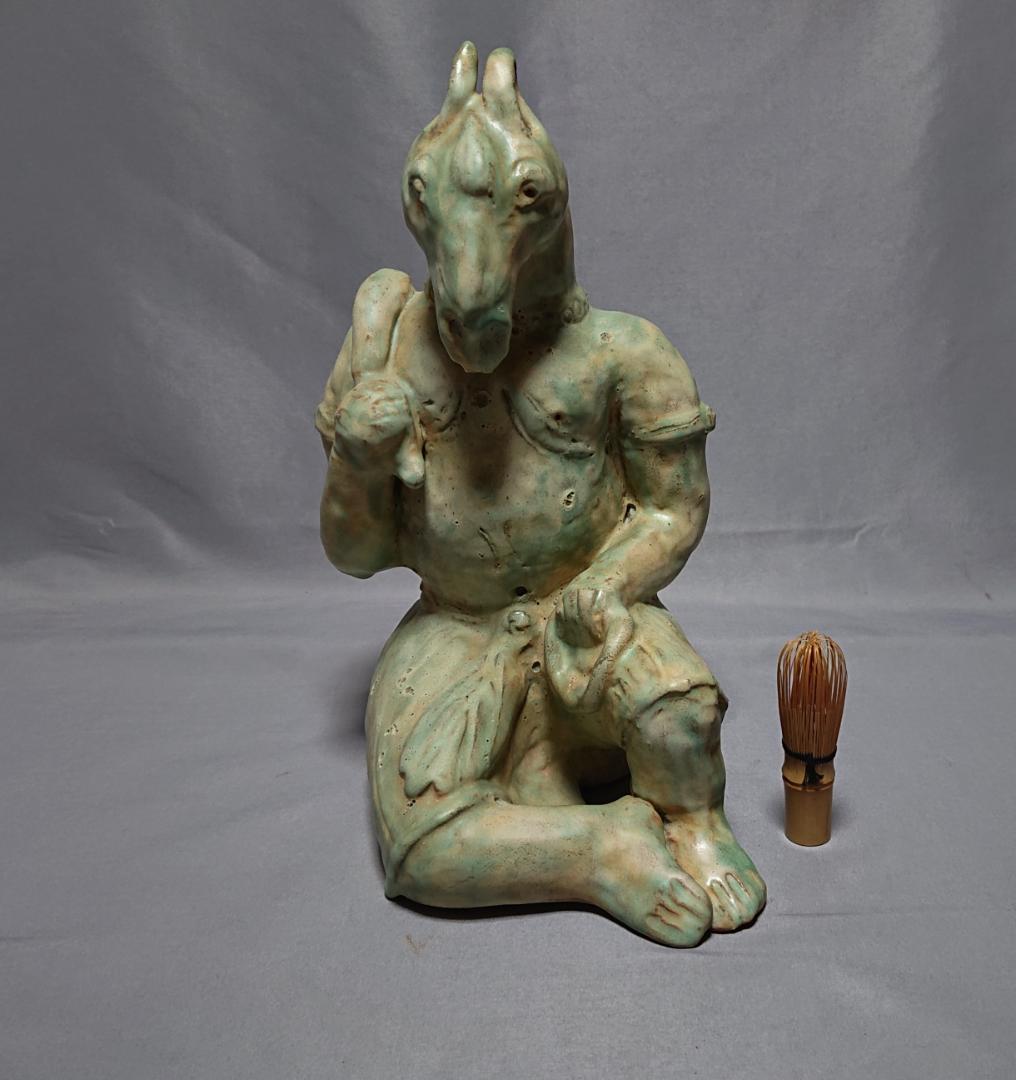 コレクター収集品 ミヤンマー　モン族緑釉陶　山羊俑　16世紀後期　出土品